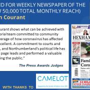 The Hexham Courant named weekly Newspaper of the Year.