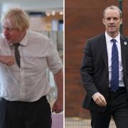 Dominc Raab has defended Boris Johnson's decision not to wear a mask when he visited Hexham General Hospital yesterday (PA)