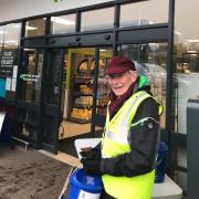 John Dumbrell, of Hexham Rotary, collecting outside Waitrose in Hexham.