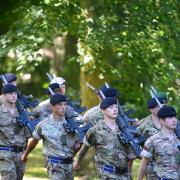 Troops from 3RHA regiment parade through the Abbey Grounds at Armed Forces Day in Hexham in 2018.