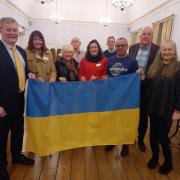 SUPPORT: Hexham town councillors with the Ukraine flag.