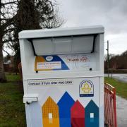 RECYCLE: The new clothing bank outside Allendale Primary School