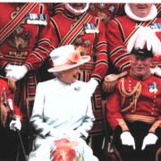 HONOUR:  The Queen prepares to have her photograph taken with the Body Guard of the Yeomen of the Guard at Buckingham Palace, July 2007.  Major Charles Enderby pictured right of the Queen