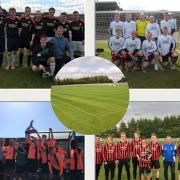 WINNERS: (L-R) Hazon Hedgehogs in 2015, Brevs Babes in 2012, Prudhoe Town FC in 2018, and Bubbles Car Wash in 2016. Image: The Prudhoe Super Cup