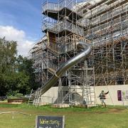The slide has been closed at Belsay Hall. Images: English Heritage