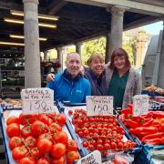 Suzanne Fairless-Aitken with stallholders Billy and Diane