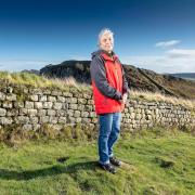 Dr Jane Harrison, from Newcastle University and the WallCAP project, at Hadrian's Wall, Steel Rigg