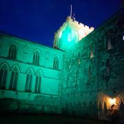 Hexham Abbey lit up with energy saving LEDs