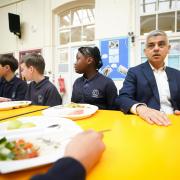 Mayor of London Sadiq Khan visits his old school, Fircroft Primary School in Tooting, south London, to announce an emergency scheme around free school meals