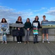 Frank’s Fellowship recipients pictured last year: (L-R) Sarah Dickinson, Jemima Green, Heather Woodfine, communications and events administrator at Kielder Observatory, Jacob Harrison and Ethan Jewitt.