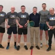 Hexham Squash Club members (L-R): Tom Ewen, Adrian Alderton, Damon Watts, Paul Satow, Kristen McCluskie, Jeremy Phillipson