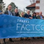 (L-R) Adrian Marshman, FACTCO MD, Cllr Richard Wearmouth, Craig Morley, FACTCO community sales manager, Dr Gillian Noble, local resident, Charles Laidlaw, Sylvia Pringle from iNorthumberland, Simon Tapin, local resident, and Guy Opperman MP.
