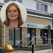 Prudhoe Barclays branch with insert of town councillor Tracy Gilmore