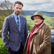 Brenda Blethyn and David Leon in character as DCI Vera Stanhope and Joe Ashworth, on set during their first day of filming for the thirteenth series on location in Haydon Bridge