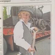 Joseph Little, from Wylam First School, prepares to get Puffing Billy fired up