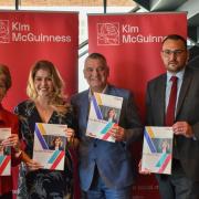Kim McGuinness at the launch of her North East mayor manifesto with North Tyneside mayor Norma Redfearn, Gateshead Labour leader Martin Gannon, and Durham Labour's Carl Marshall