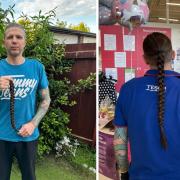 Before and after Frank Brown cut his hair for the Little Princess Trust