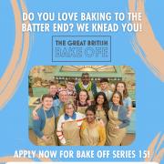 Apply now for next year's series of The Great British Bake Off