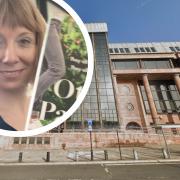 Newcastle Crown Court and, inset, Sarah Stovell