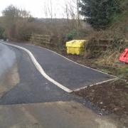 The dangerous section of road near Ovingham where the new footpath has been built