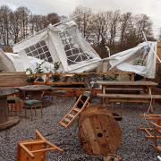 First & Last Brewery's marquee damaged by Storm Isha