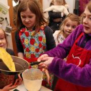 Young customers of Slack House Farm in 2015 enjoy taking part in the firm’s pancake day.
