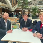 Guy Opperman MP (centre), Michael Lee, CEO (left), and Tom Rigg, COO (right)