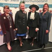 L-R  county councillor Catherine Seymour, Dr Caroline Pryer vice lord lieutenant of Northumberland, Diana Barkes High Sheriff of Northumberland, Lucia Bridgeman, High Sheriff in Nomination for 2024/25