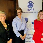 (R) PCC Kim McGuinness visiting Northumberland Domestic Abuse Services, with chairman of trustees Helen Milner (L)  and Ann Connor (centre)