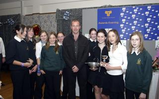 Hexham Middle School Under-13 football team with Euro ‘96 top scorer Alan Shearer
