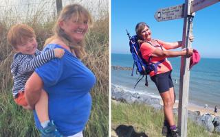 A Prudhoe grandmother who was addicted to sugar is feeling on top of the world after shedding nearly four stone so she can scale the UK’s highest mountains (Before, left and after, right)