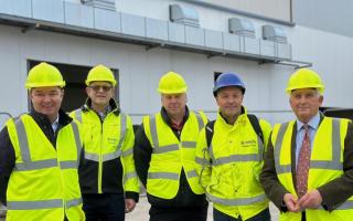 Pictured at Unifibres are (l-r) Guy Opperman MP, Tony Richards of Essity, Cllr Gordon Stewart, Essity project manager Michael Farrey and council leader Glen Sanderson