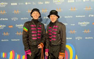 (L-R) Brothers Cameron Elliot and Kieran Maclaren in their Eurovision performance costumes